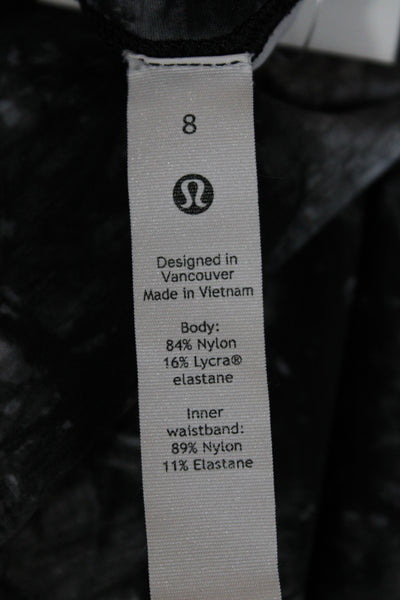 Lululemon Womens Cropped Tie Dye Athleisure Leggings Black Size 8