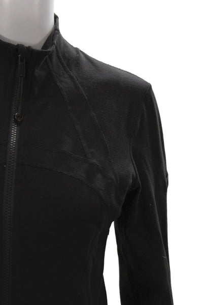 Lululemon Women Track Jacket Black Zip Cotton Blend Size 8