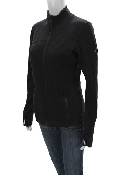 Lululemon Women Track Jacket Black Zip Cotton Blend Size 8