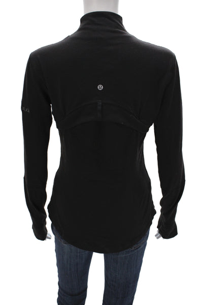 Lululemon Women Track Jacket Black Zip Cotton Blend Size 8