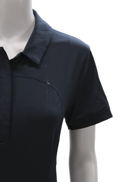Lululemon Womens Jersey Polo Blue Collared Short Sleeve Recycled Nylon Size 10