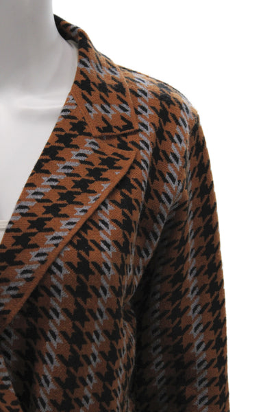 Joie Womens Basic Jacket Brown Check Button Long Sleeve Classic Size M