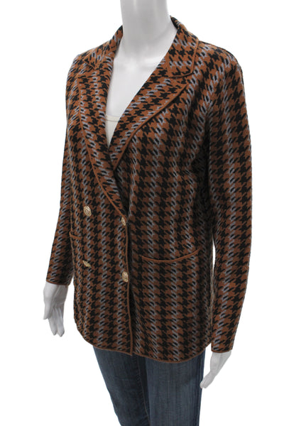 Joie Womens Basic Jacket Brown Check Button Long Sleeve Classic Size M