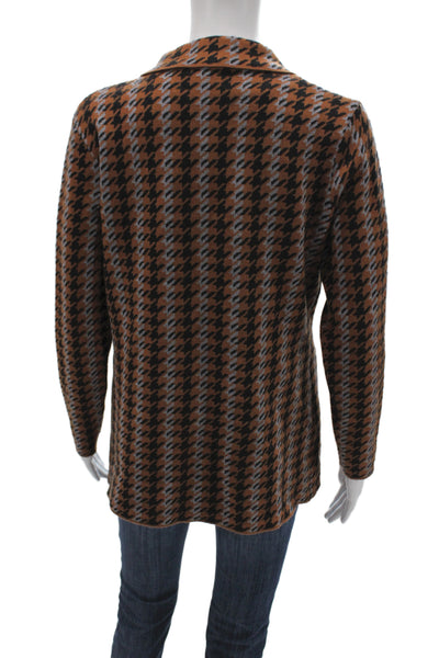 Joie Womens Basic Jacket Brown Check Button Long Sleeve Classic Size M
