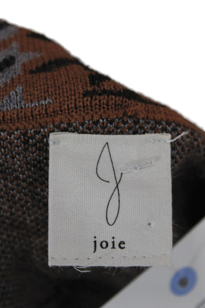 Joie Womens Basic Jacket Brown Check Button Long Sleeve Classic Size M