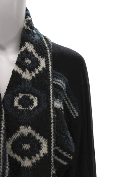 Dolan Womens Black V-Neck Geometric Bohemian Cardigan Long Sleeve Size M