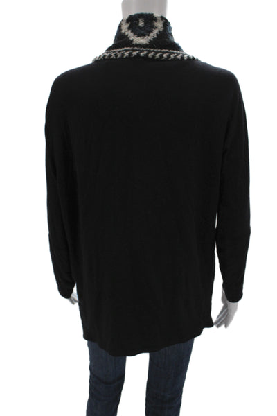 Dolan Womens Black V-Neck Geometric Bohemian Cardigan Long Sleeve Size M