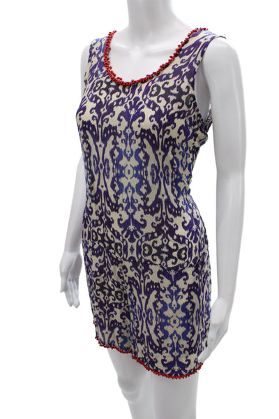 Rhode Resort Women Mini Batik Silk Sleeveless Romper Scoop Neck Size L