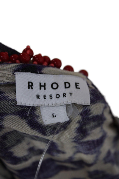 Rhode Resort Women Mini Batik Silk Sleeveless Romper Scoop Neck Size L