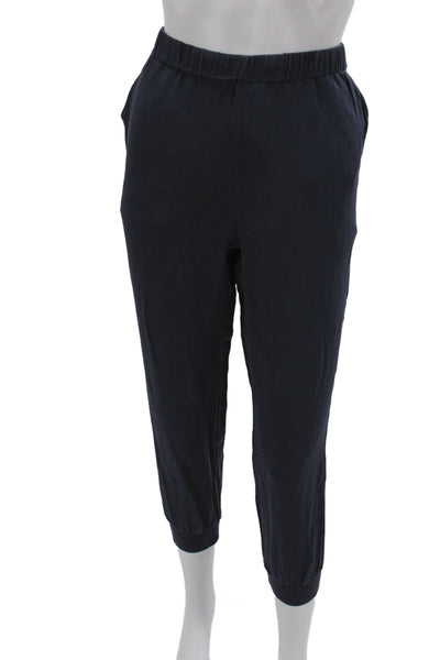 Theory Womens Silk Jogger Pants Blue Pull On Size M