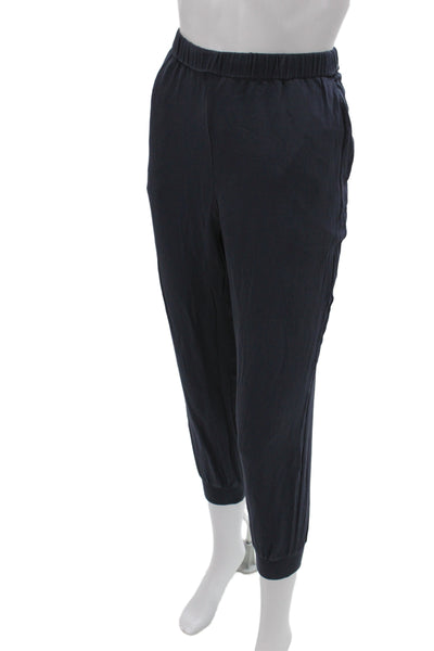 Theory Womens Silk Jogger Pants Blue Pull On Size M