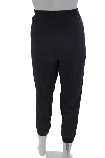 Theory Womens Silk Jogger Pants Blue Pull On Size M