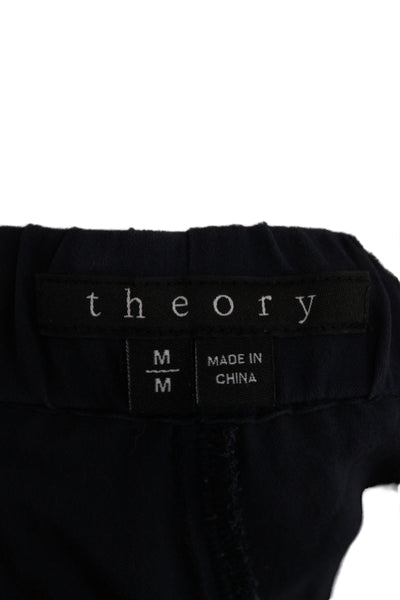 Theory Womens Silk Jogger Pants Blue Pull On Size M
