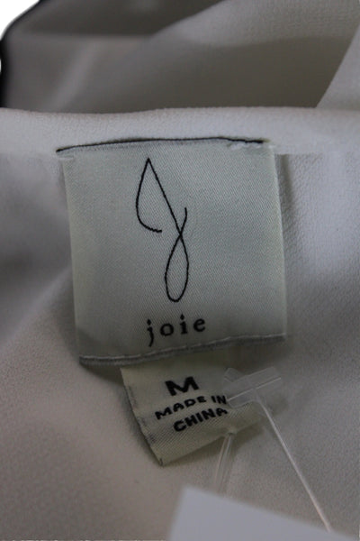 Joie Women Basic Blouse White Long Sleeve Round Neck 100% Polyester Size M