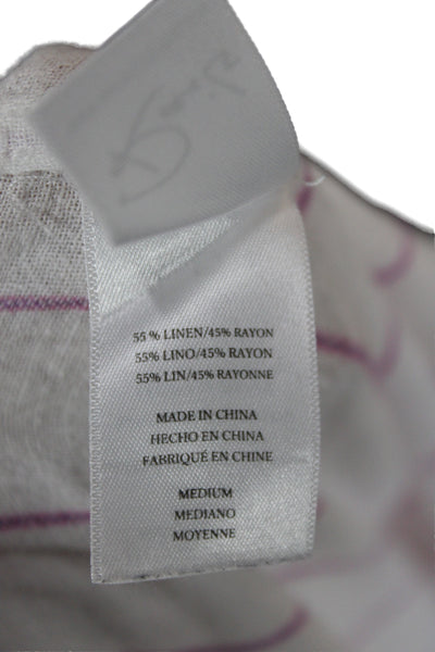 Rails Womens Pink Striped Linen Blend Collared Button Up Long Sleeve Top Size M