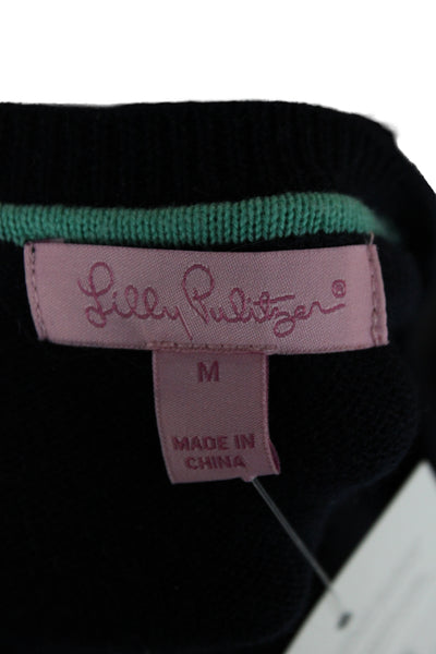 Lilly Pulitzer Women Pullover Sweater Black Round Neck Long Sleeve Size M