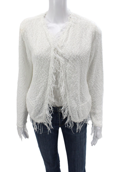 IRO Womens White Cotton V-Neck Cardigan Long Sleeve Size M