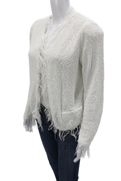 IRO Womens White Cotton V-Neck Cardigan Long Sleeve Size M
