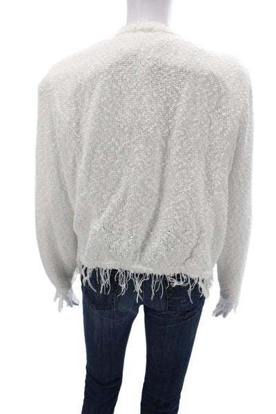 IRO Womens White Cotton V-Neck Cardigan Long Sleeve Size M