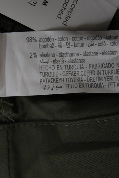 Zara Womens Military Jacket Green Cotton Long Sleeve Size XS