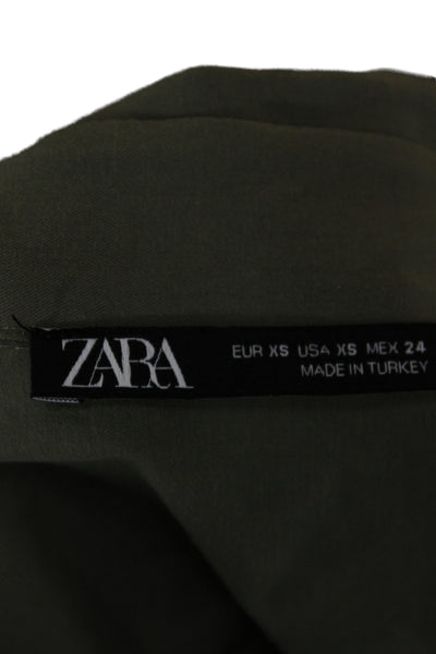 Zara Womens Military Jacket Green Cotton Long Sleeve Size XS