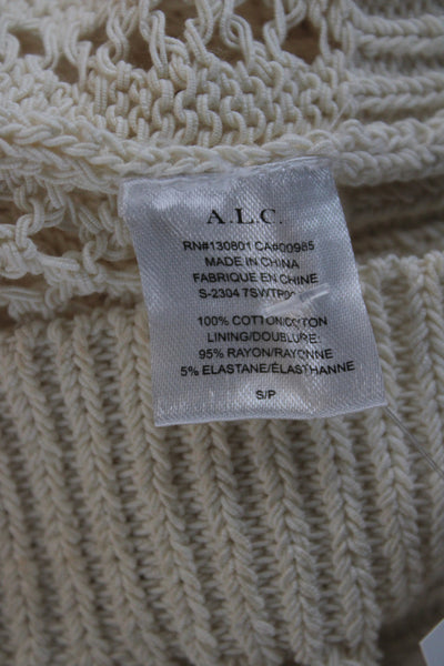 A.L.C. Womens Cropped Tank Ivory Cotton Crew Neck Boho Size S