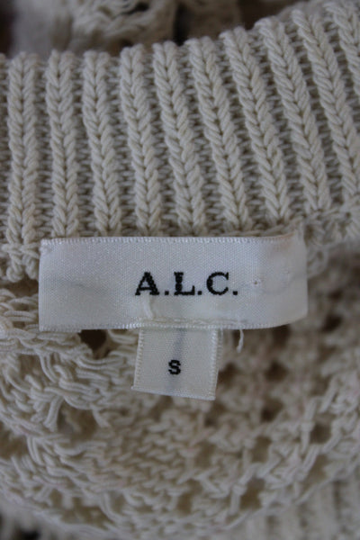 A.L.C. Womens Cropped Tank Ivory Cotton Crew Neck Boho Size S
