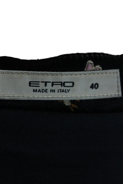 Etro Women Cropped Floral Off Shoulder Blouse Black Short Sleeve Size 40