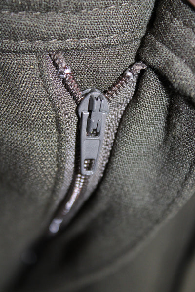Zara Womens Cargo Pants Green Cotton Button Solid Military Fall Size XS