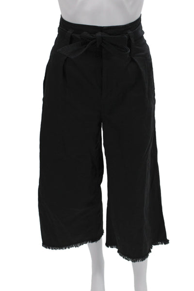 Isabel Marant Etoile Women Cropped Black Cotton Pants Button Size 34