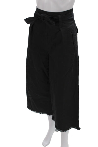 Isabel Marant Etoile Women Cropped Black Cotton Pants Button Size 34