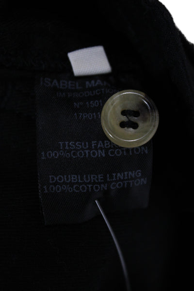 Isabel Marant Etoile Women Cropped Black Cotton Pants Button Size 34