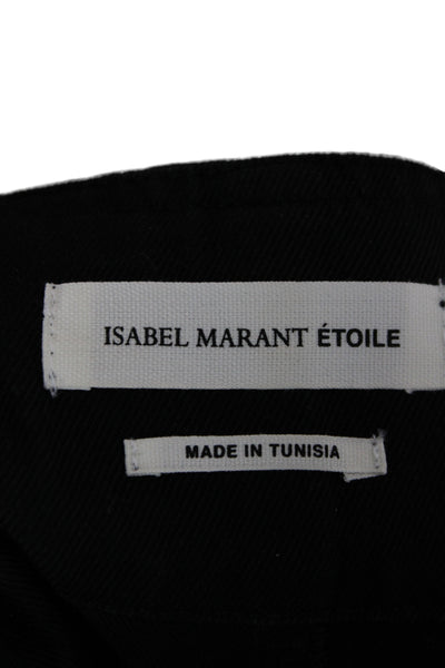 Isabel Marant Etoile Women Cropped Black Cotton Pants Button Size 34