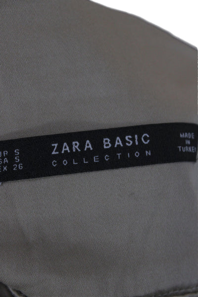Zara Basic Collection Women Aline Beige Cotton Lace Up Knee Length Skirt Size S