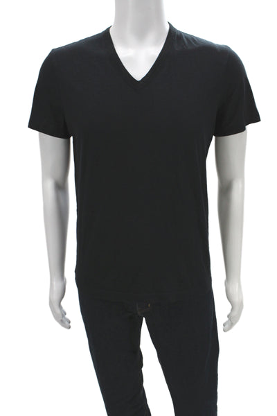Theory Mens Basic V-Neck Black Pima Cotton Short Sleeve T-Shirt Size M
