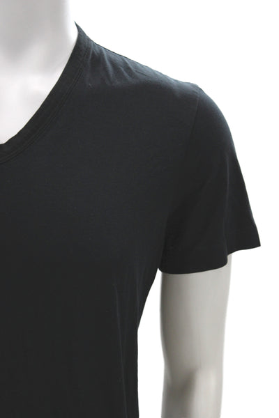 Theory Mens Basic V-Neck Black Pima Cotton Short Sleeve T-Shirt Size M