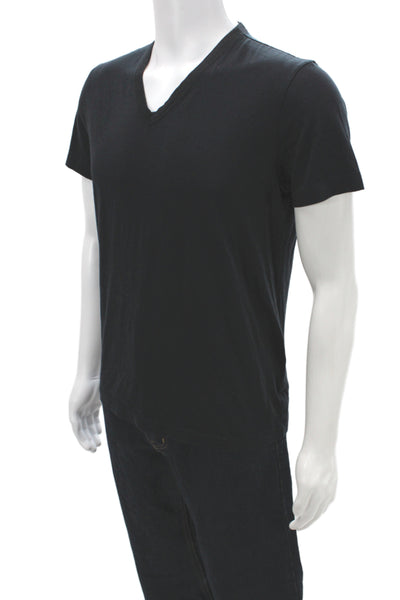 Theory Mens Basic V-Neck Black Pima Cotton Short Sleeve T-Shirt Size M