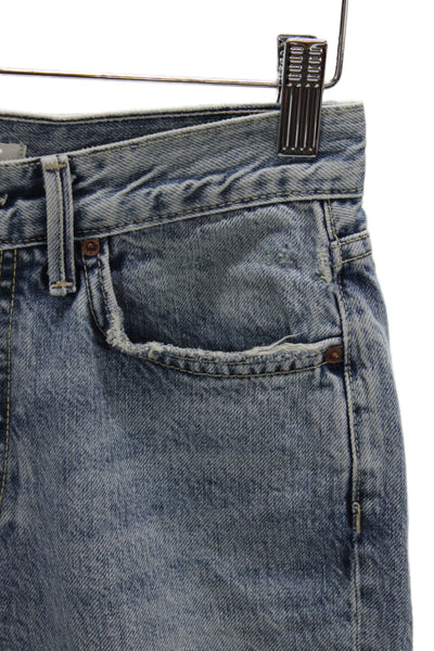 Grlfrnd Womens Cropped Jeans Blue High Rise Button Fly Size 25