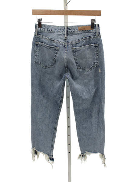 Grlfrnd Womens Cropped Jeans Blue High Rise Button Fly Size 25