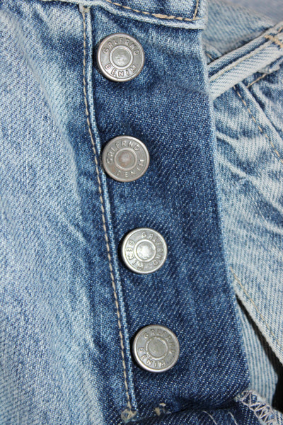 Grlfrnd Womens Cropped Jeans Blue High Rise Button Fly Size 25