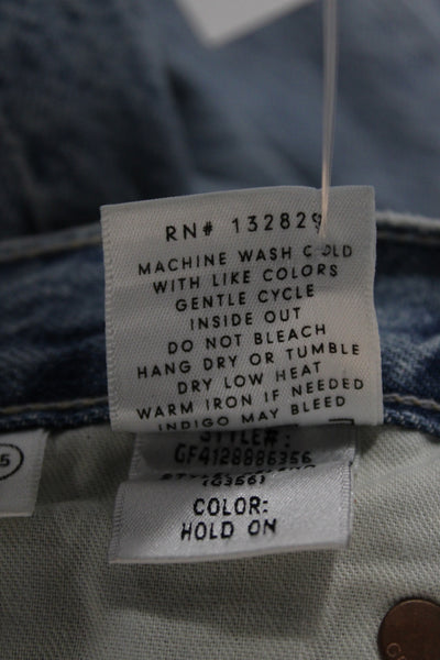 Grlfrnd Womens Cropped Jeans Blue High Rise Button Fly Size 25