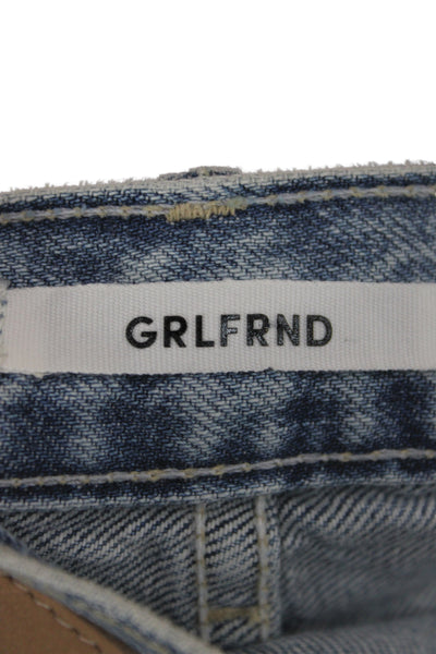 Grlfrnd Womens Cropped Jeans Blue High Rise Button Fly Size 25