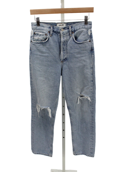 Agolde Womens Straight Blue Jeans 100% Cotton High Rise Size 24