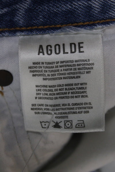 Agolde Womens Straight Blue Jeans 100% Cotton High Rise Size 24