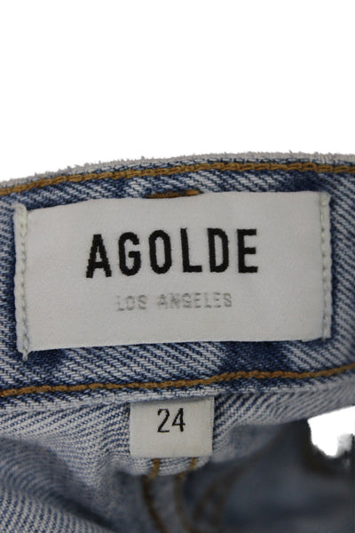 Agolde Womens Straight Blue Jeans 100% Cotton High Rise Size 24
