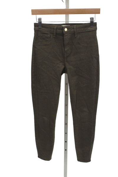 L'Agence Womens Skinny Jeans Brown High Rise Button Cotton Size 26
