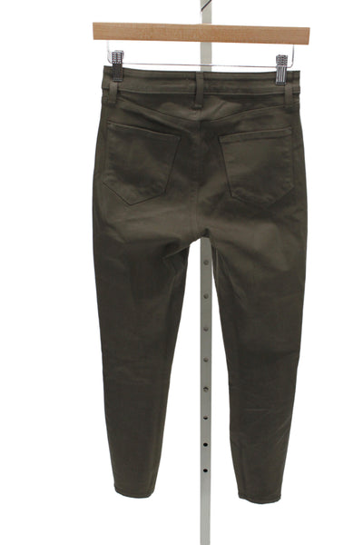 L'Agence Womens Skinny Jeans Brown High Rise Button Cotton Size 26