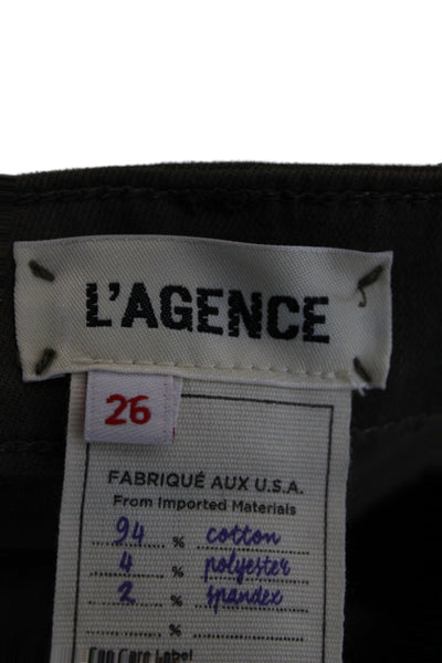 L'Agence Womens Skinny Jeans Brown High Rise Button Cotton Size 26