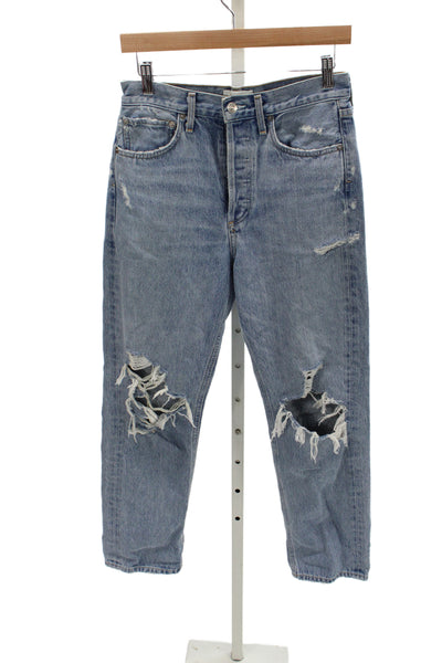 Agolde Womens Straight Jeans Blue High Rise Button Fly Size 25