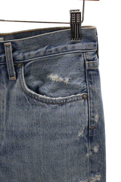 Agolde Womens Straight Jeans Blue High Rise Button Fly Size 25